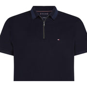 Tommy Hilfiger Mercerised Pique Navy Zip Polo Shirt