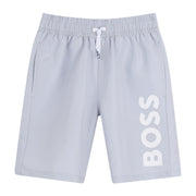 BOSS Kids Printed Logo Pale Blue Swim Shorts