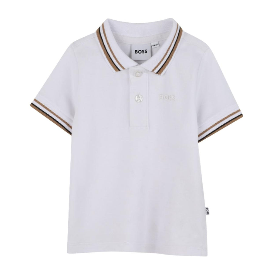 BOSS Baby Iconic Stripes White Short Sleeve Polo Shirt