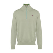Paul Smith Zebra Logo Patch Saga Green Half Zip Knit Sweater