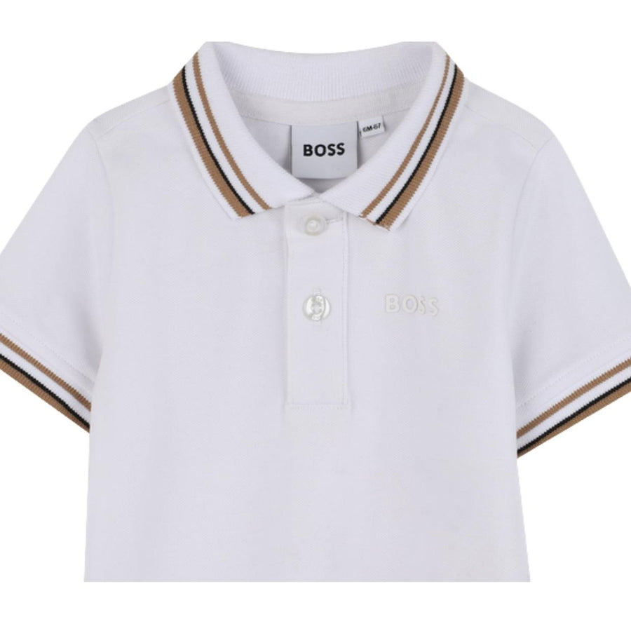 BOSS Baby Iconic Stripes White Short Sleeve Polo Shirt