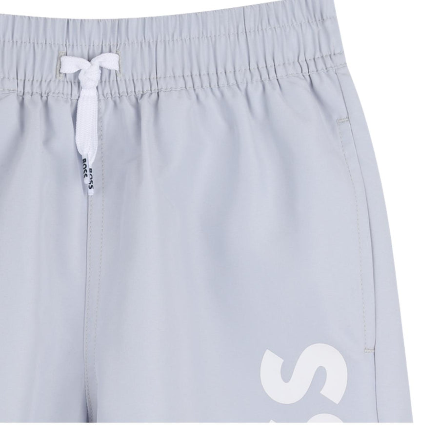BOSS Kids Printed Logo Pale Blue Swim Shorts