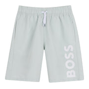 BOSS Kids Printed Logo Sprout Green Swim Shorts