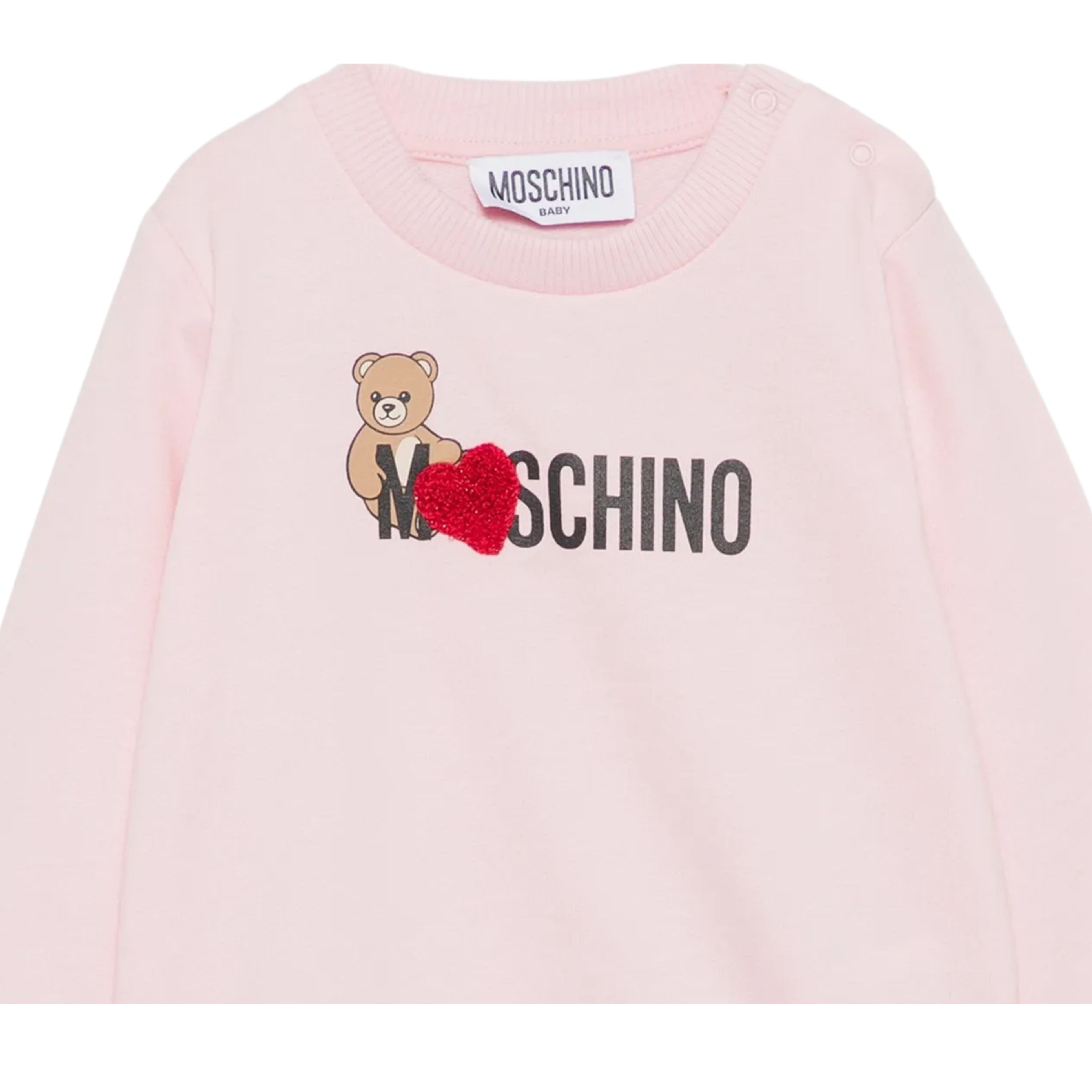 Moschino Baby Heart Patch Logo Pink Sweatshirt