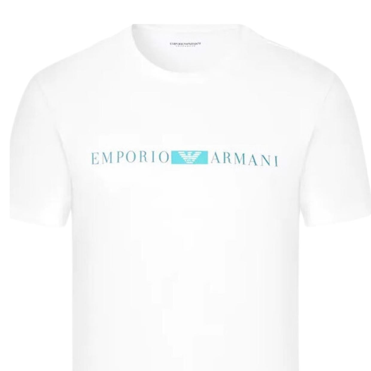 Emporio Armani Bodywear Contrast Print Logo White T-Shirt