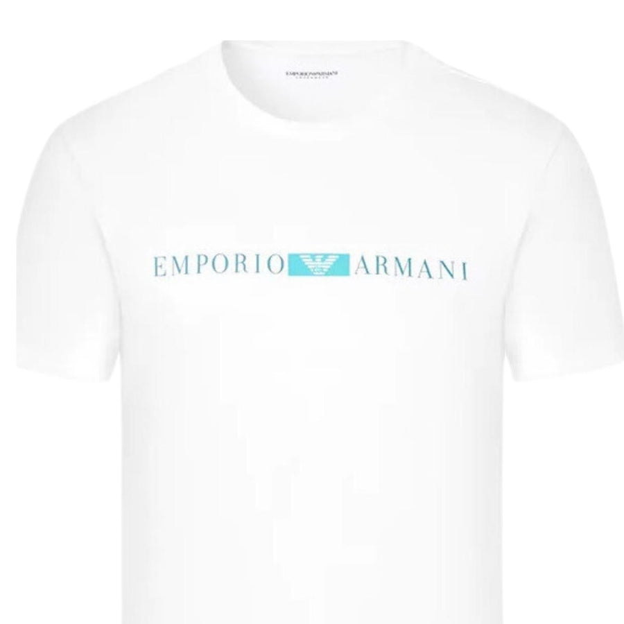 Emporio Armani Bodywear Contrast Print Logo White T-Shirt