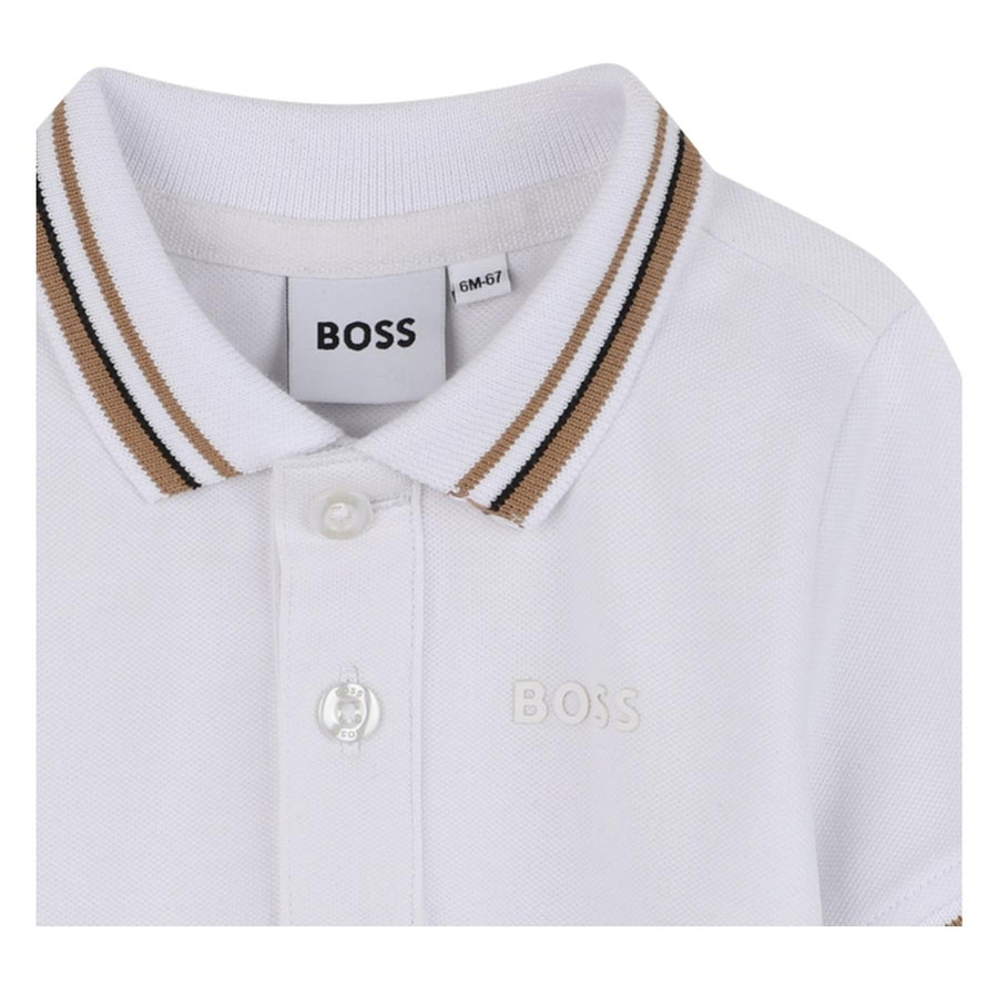 BOSS Baby Iconic Stripes White Short Sleeve Polo Shirt