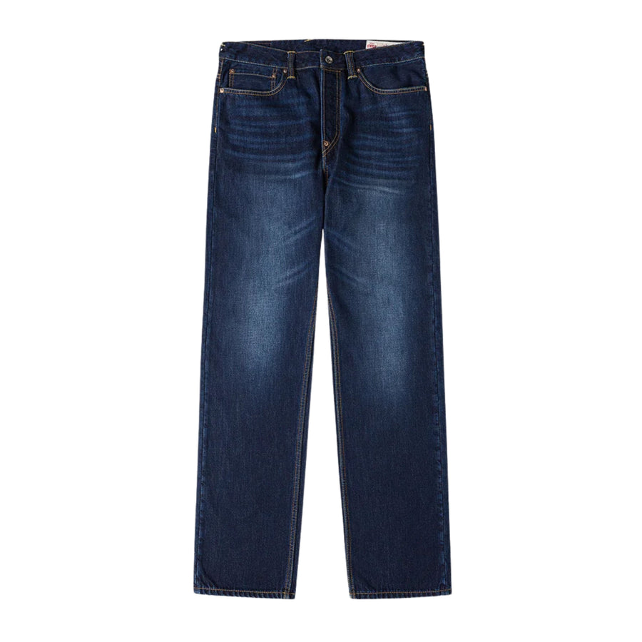 EVISU Brushstroke Seagull Print Regular Fit Indigo Wash Effect Denim Jeans