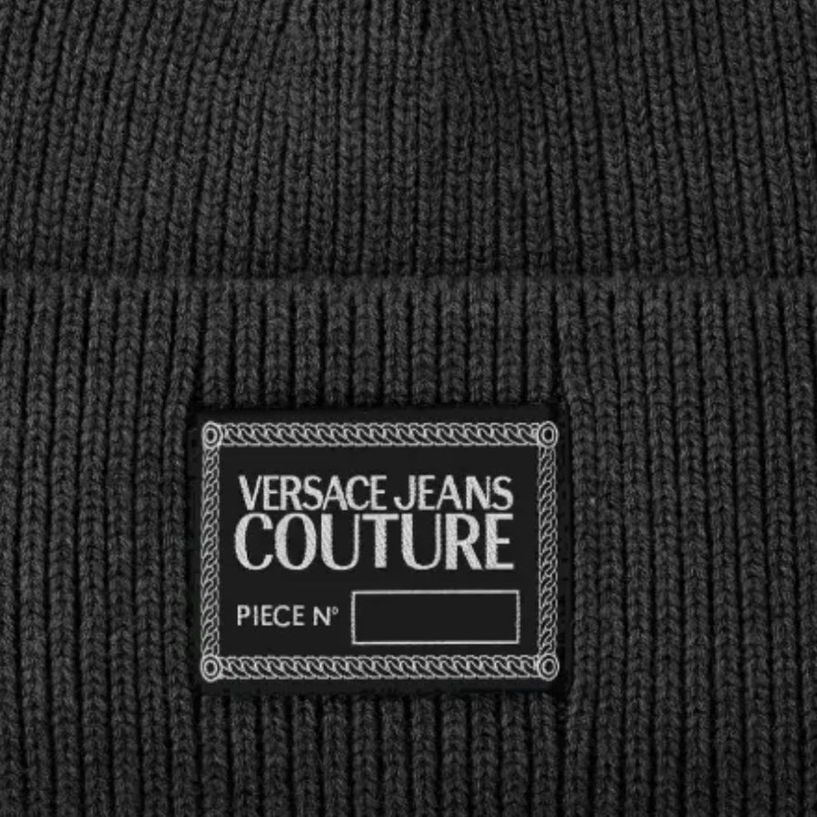 Versace Jeans Couture Piece Number Label Black Beanie Hat