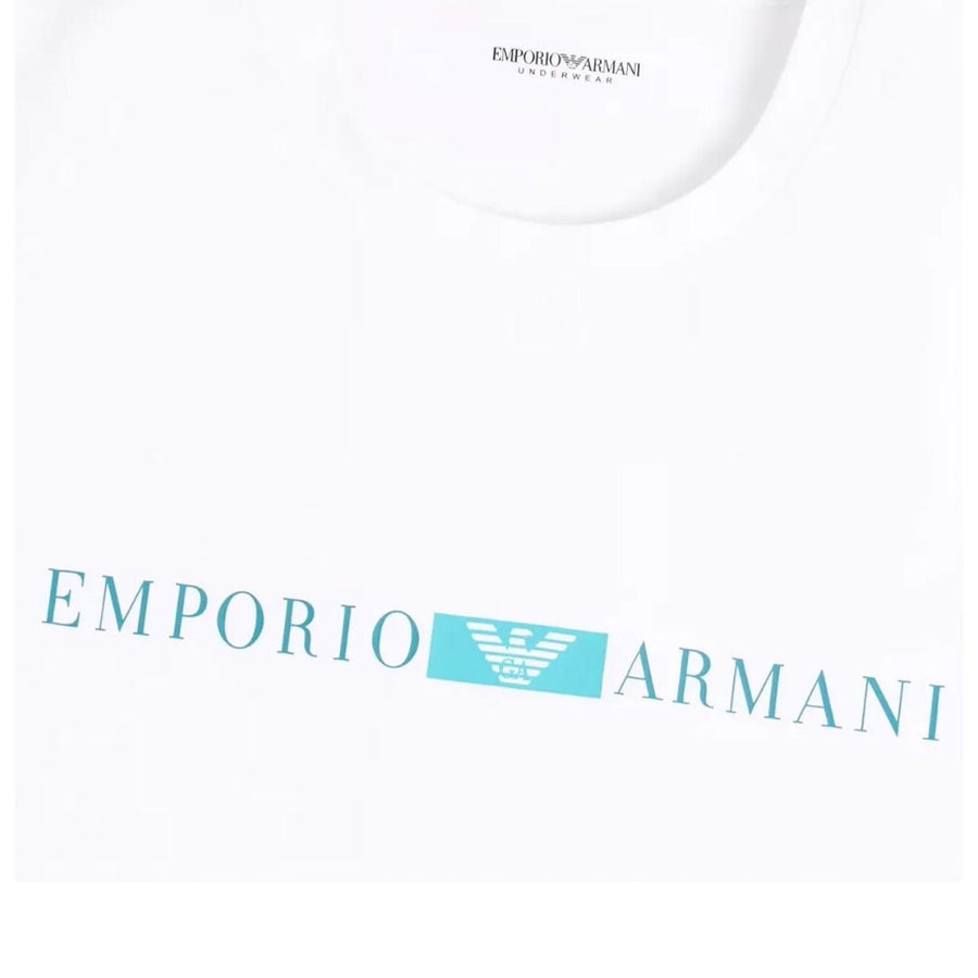 Emporio Armani Bodywear Contrast Print Logo White T-Shirt