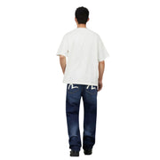 EVISU Brushstroke Seagull Print Regular Fit Indigo Wash Effect Denim Jeans