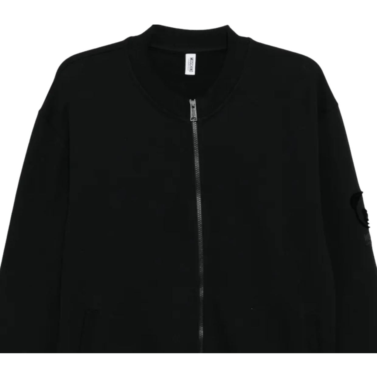 Moschino Underwear Teddy Bear Motif Logo Black Zip-Up Sweatshirt