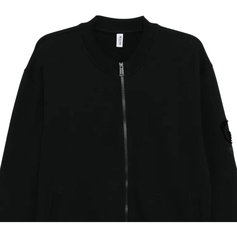 Moschino Underwear Teddy Bear Motif Logo Black Zip-Up Sweatshirt