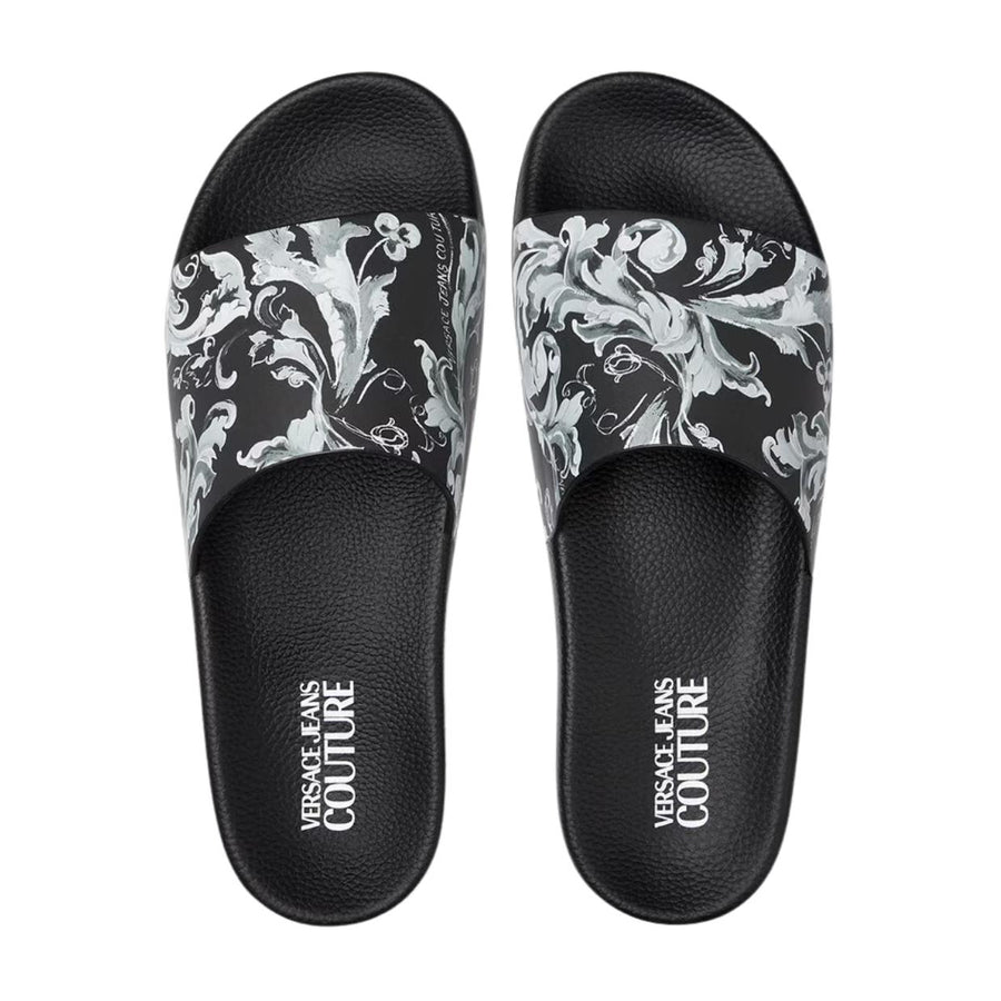 Versace Jeans Couture Outline Barocco Black Sliders