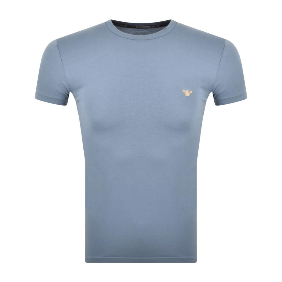 Emporio Armani Bodywear Contrast Embroidered Logo Blue T-Shirt