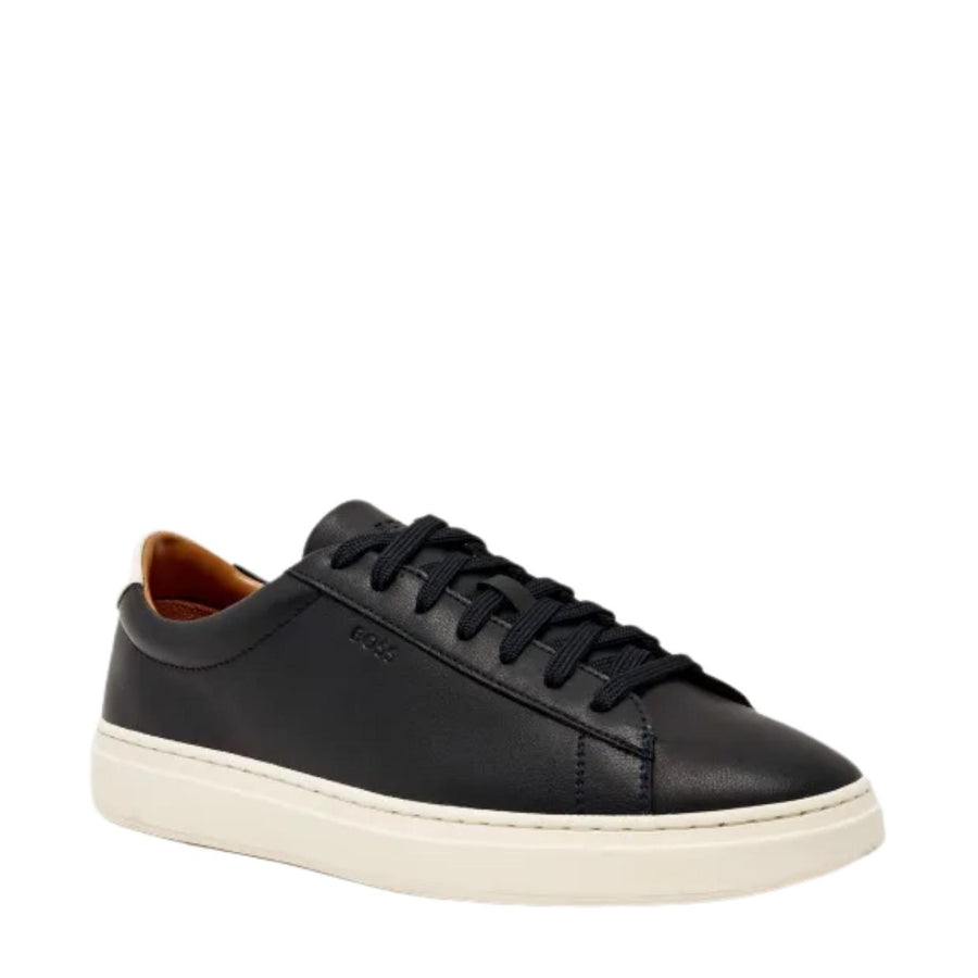 BOSS Kieran Black Coated Leather Trainers