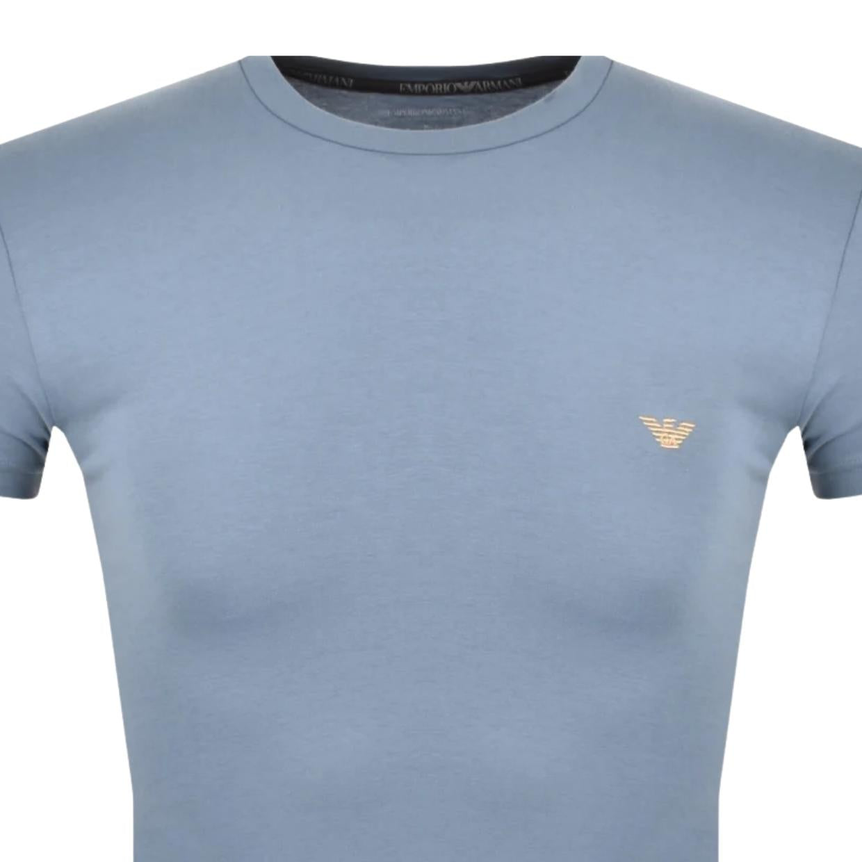 Emporio Armani Bodywear Contrast Embroidered Logo Blue T-Shirt