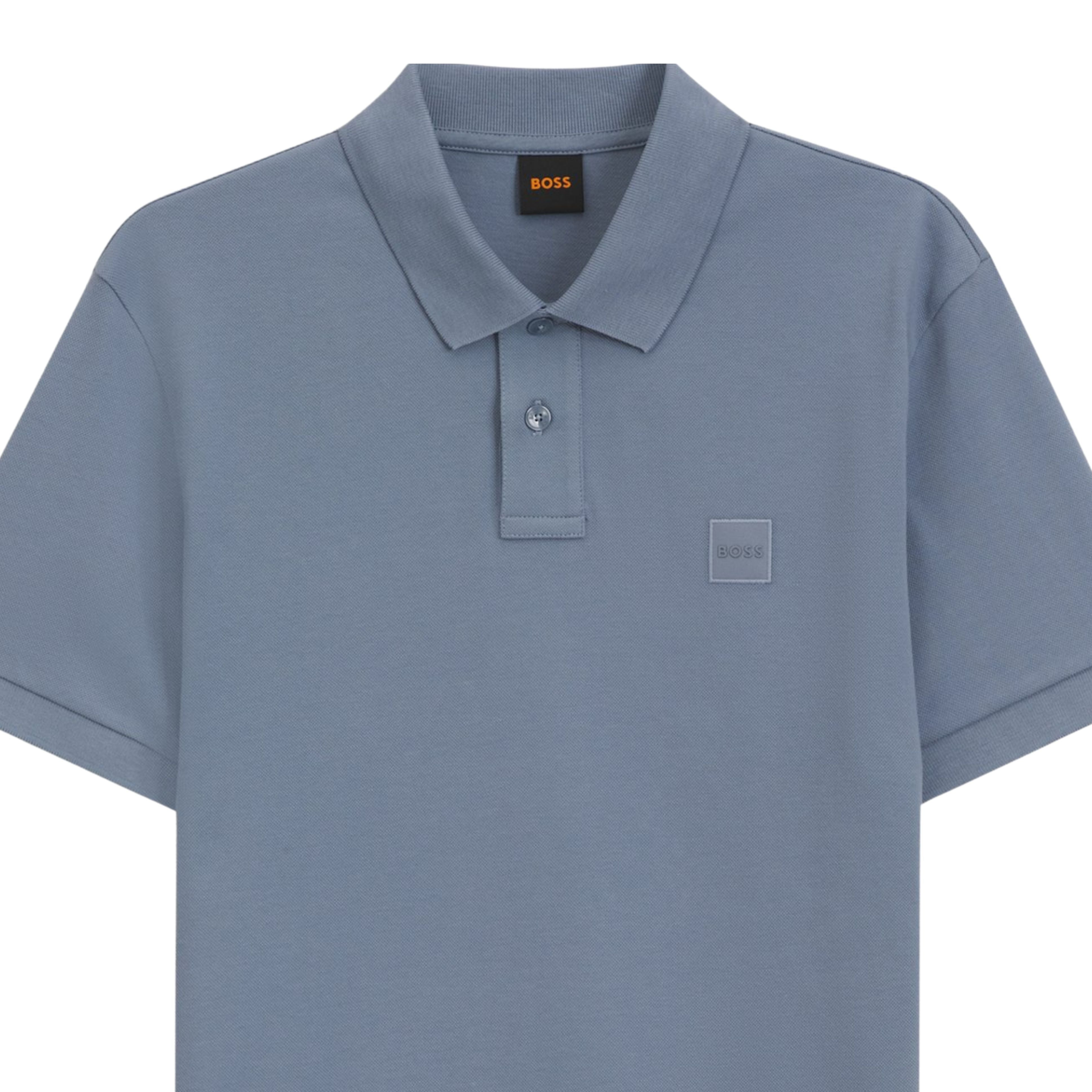 BOSS Logo Patch Slim Fit Passenger Blue Polo Shirt