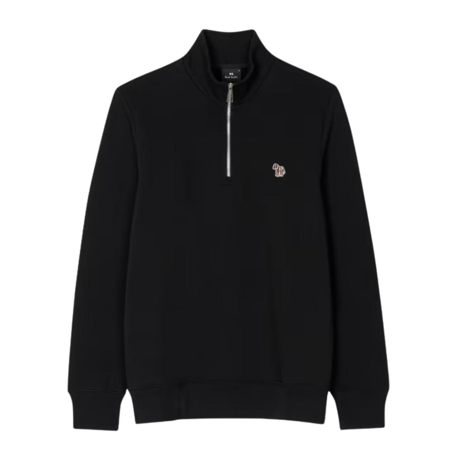 Paul Smith Zebra Logo Patch Black Half Zip Sweatshirt