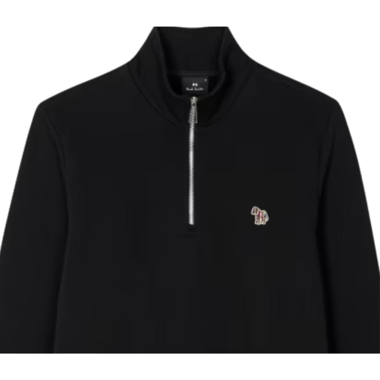 Paul Smith Zebra Logo Patch Black Half Zip Sweatshirt