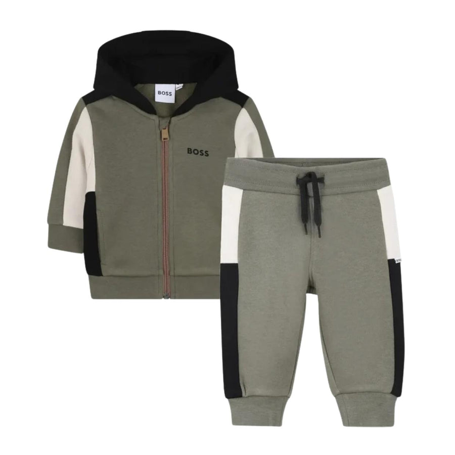 BOSS Baby Colourblock Print Logo Green Tracksuit Set