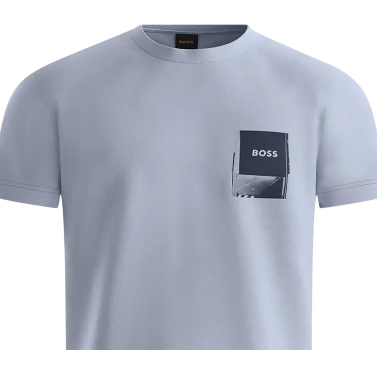 BOSS Printed Logo Artwork Light Grey T-Shirt