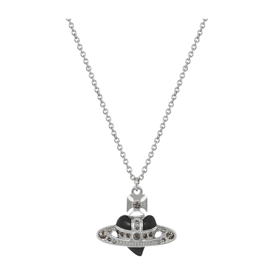 Vivienne Westwood Platinum Black New Diamante Heart Pendant
