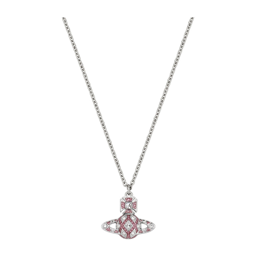 Vivienne Westwood Platinum Crystal Rose Enamel Rachelle Bas Relief Pendant