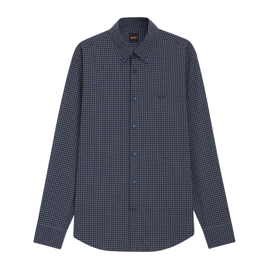 BOSS Ricoplus Regular Fit Cotton Dobby Checked Shirt