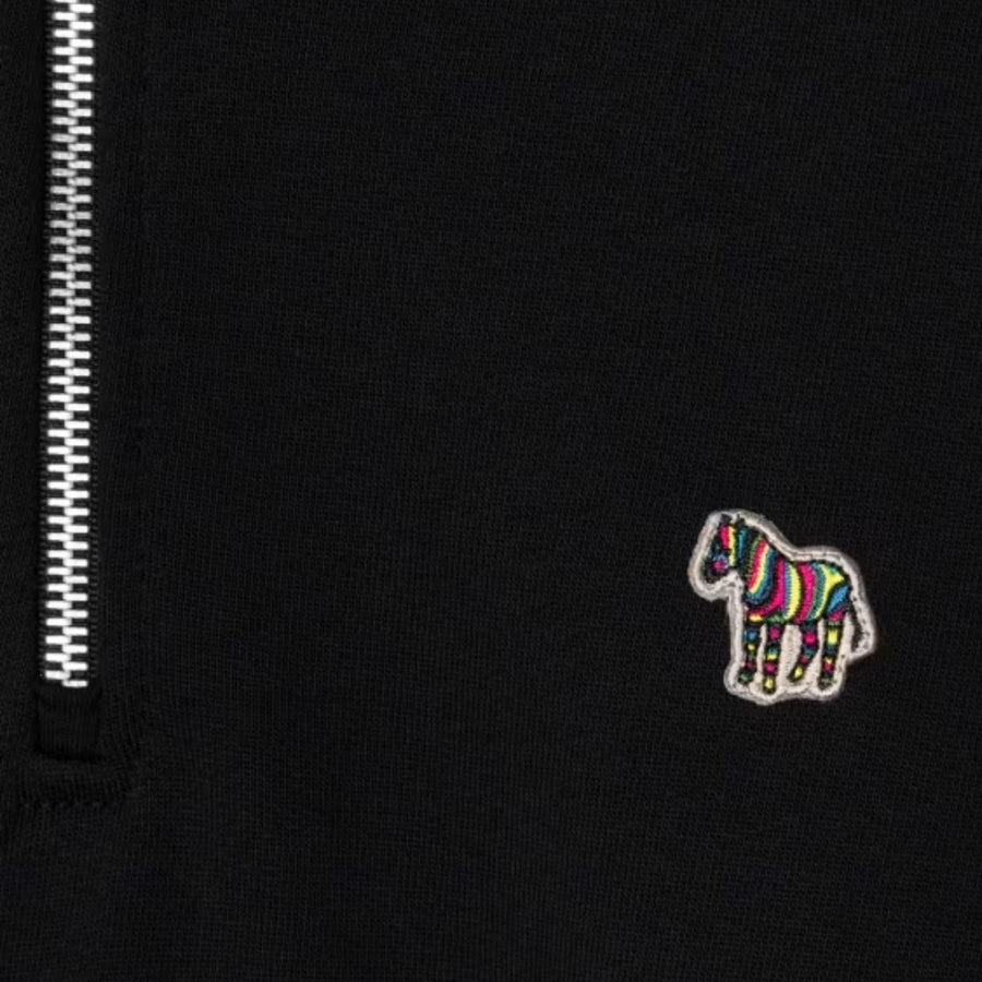 Paul Smith Zebra Logo Patch Black Half Zip Sweatshirt