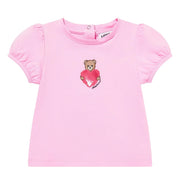 Moschino Baby Heart & Teddy Bear Logo Pink T-Shirt