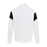 BOSS Contrast Inserts Cotton Blend White Zip Sweatshirt