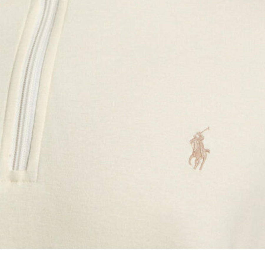 Ralph Lauren Embroidered Logo Half Zip Cream Sweatshirt