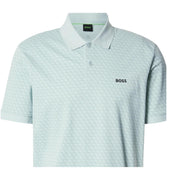 BOSS Printed Pattern Cotton Pique Turquoise Polo Shirt