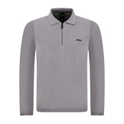 BOSS Regular Fit Grey Cotton Sweater Polo Shirt