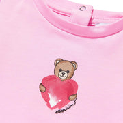 Moschino Baby Heart & Teddy Bear Logo Pink T-Shirt
