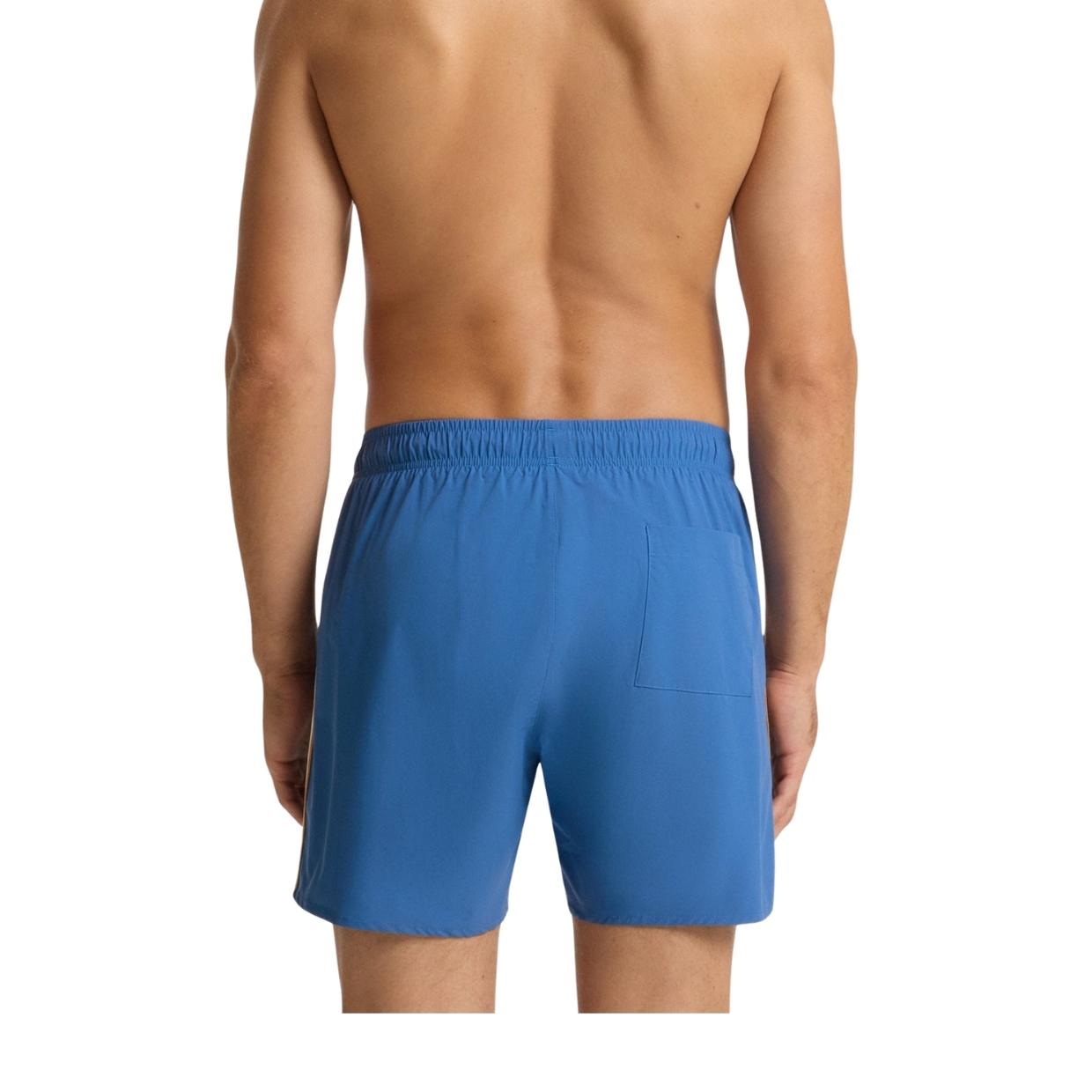 BOSS Iconic Stripe & Logo Blue Swim Shorts