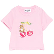 Moschino Baby Cherry Detail & Teddy Bear Logo Pink T-Shirt