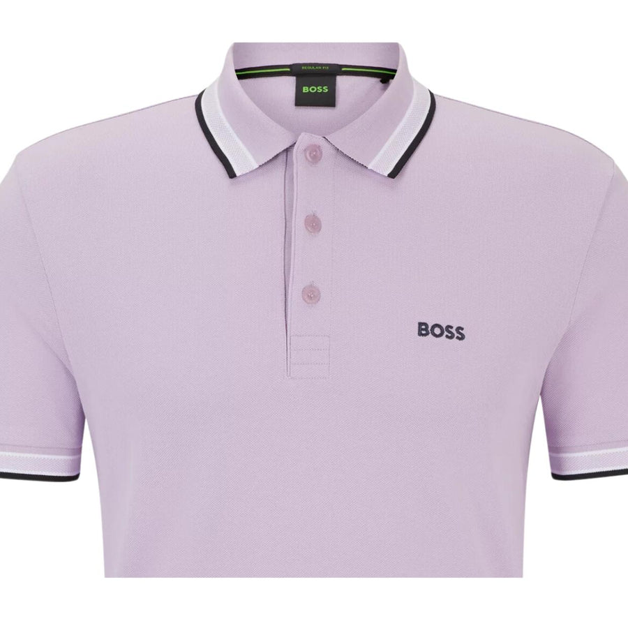 BOSS Paddy Contrast Logo Purple Polo Shirt