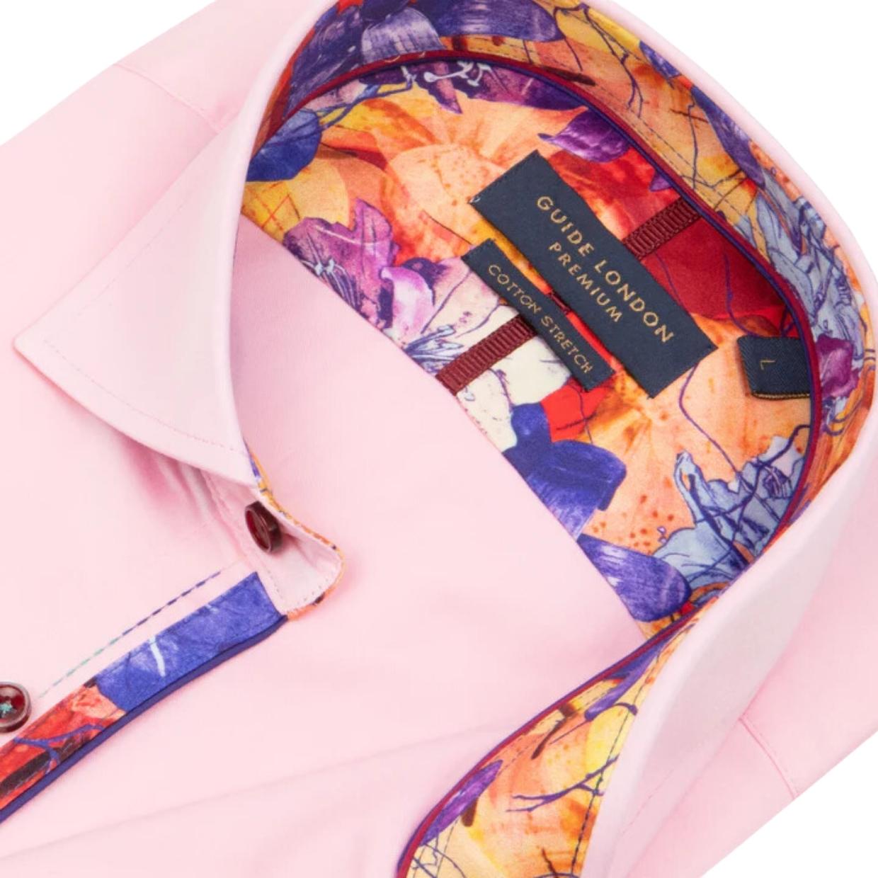 Guide London Coloured Button Pink Shirt