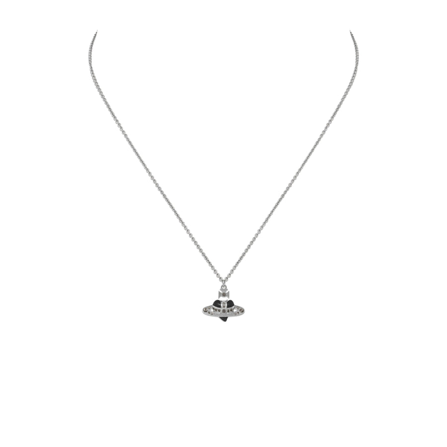 Vivienne Westwood Platinum Black New Diamante Heart Pendant