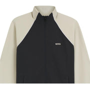 BOSS Cotton-Blend Contrast-Pipping Full Zip Dark Navy Sweatshirt