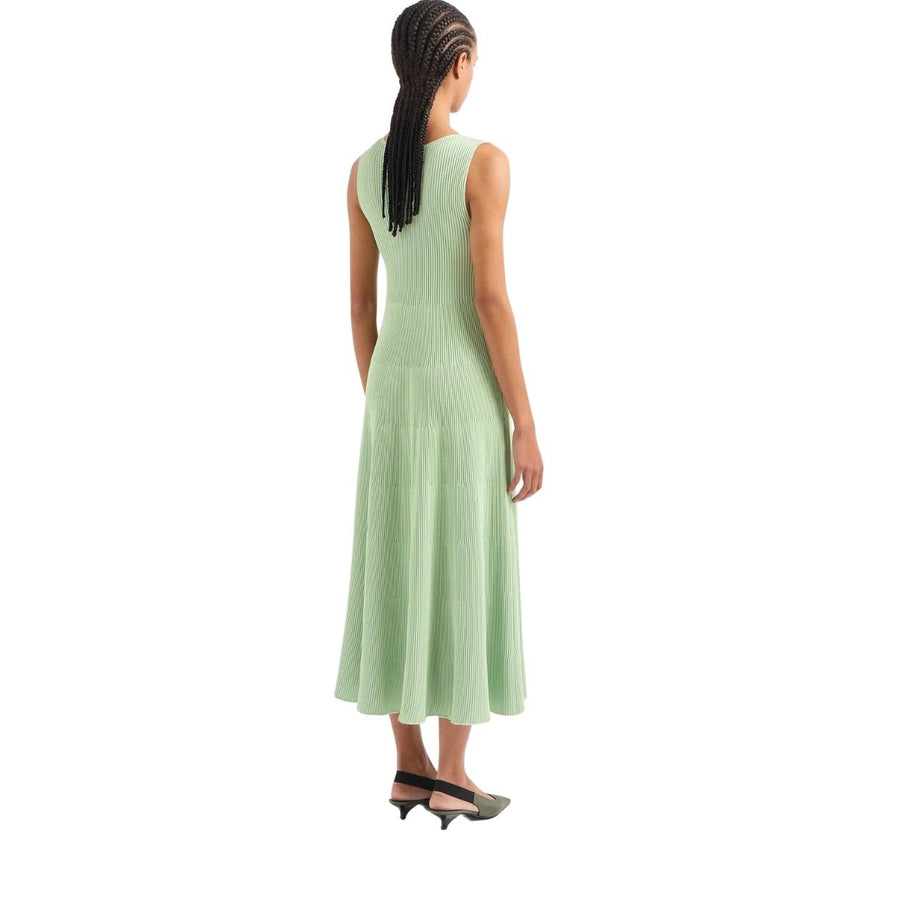 Emporio Armani Light Green Rib Flared Dress Emporio Armani Light Green Rib Flared Dress
