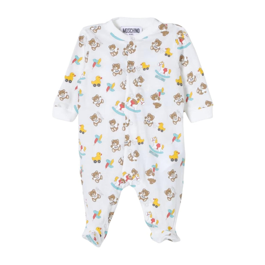 Moschino Baby All-Over Graphic Print White Babygrow