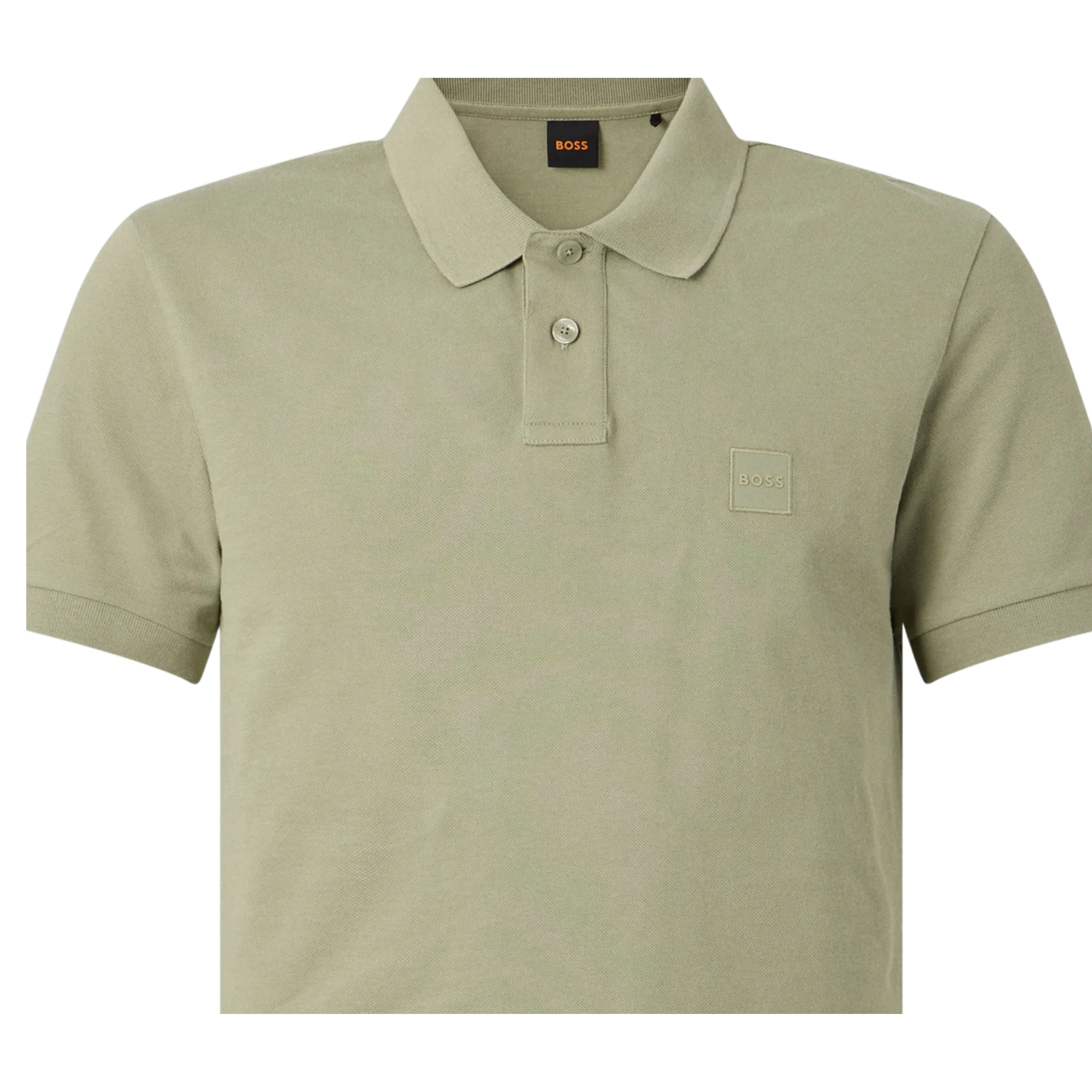 BOSS Logo Patch Slim Fit Passenger Green Polo Shirt