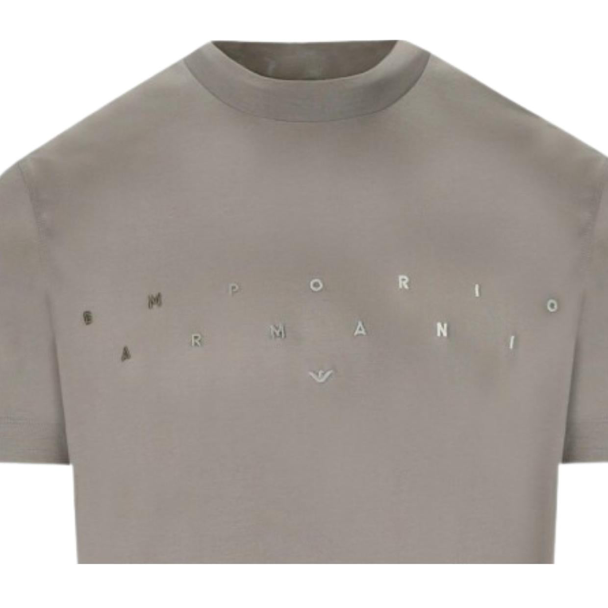 Emporio Armani Embroidered Logo Lettering Grey T-Shirt