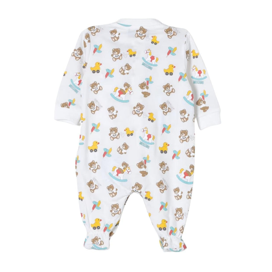 Moschino Baby All-Over Graphic Print White Babygrow