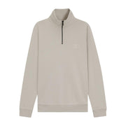 BOSS Logo Patch Zetrust Light Grey Half Zip Sweatshirt