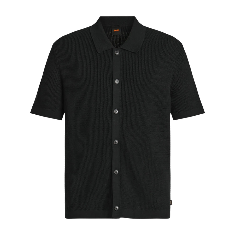 BOSS Akepalo Black Knitted Polo Shirt