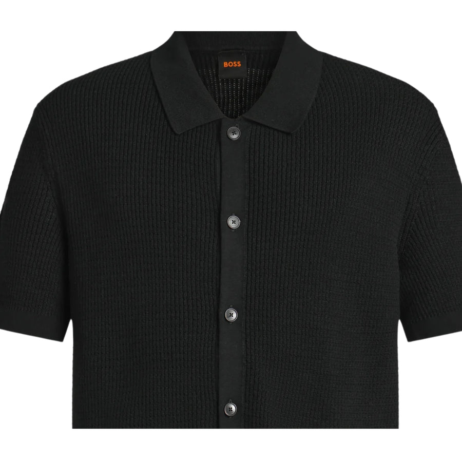 BOSS Akepalo Black Knitted Polo Shirt